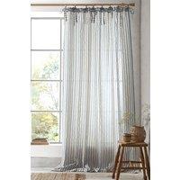 Pineapple Elephant 'Zanzibar Woven Stripe' Voile Curtain Panel in Blue | Size: 140 cm width x 183 cm drop