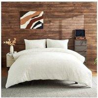 HOME LUXE INTERIOR Plush Faux Fur Chunky Ribbed Faux Fur White Bedding Duvet Set - King | Size: Double