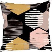Benjamin Tate Design Cushions - Yellow, White & Pink Hexagons (Cushion)