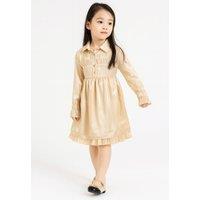 BALOU Girl's Fit & Flare Collared Organza Dress in Natural | Size: 12-18 m