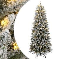 Berkfield Home Artificial Christmas Tree 150 LEDs & Flocked Snow 120 cm in Green