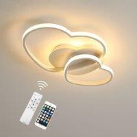 Pheashine Dimmable White Heart LED Ceiling Light, 48W with Remote Control, 53cm