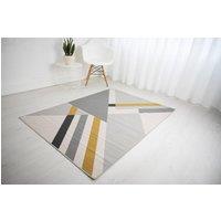 DS Living Ravella Apex Grey-Ochre Rug Collection in Grey | Size: 160 cm x 230 cm