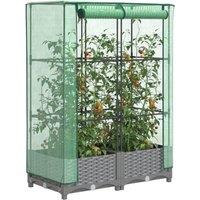 Berkfield Home Raised Bed with Greenhouse Cover Rattan Look 80x40x123 cm in Black | Size: 80 x 40 x 123 cm