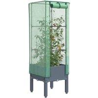 Berkfield Home Raised Bed with Greenhouse Cover Rattan Look 40x40x140 cm in Black | Size: 40 x 40 x 140 cm