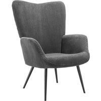 tectake Armchair Hygge - Wide Cord Anthracite/Black in Dark Grey