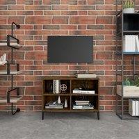 Berkfield Home TV Cabinet with Metal Legs Smoked Oak 69.5x30x50 cm in Brown