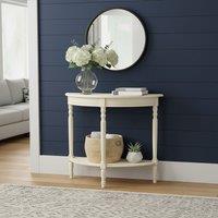 Orsina Rounded Console Table for Hallway, Pine Wood Wood Table for Home & Office Decor in White