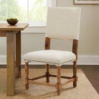 Orsina Modern Oak Burn Whitewash Linen Dining Chair, Sturdy Modern Dining Chair For Kitchen, Rustic Modern Chair in White