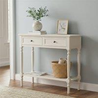 Orsina Rectangular Console Table With 2 Drawers for Hallway, Pine Wood Hallway Table for Home Dcor, Wood Table with 2 Drawers for Office in White