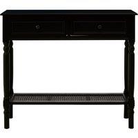 Orsina Rectangular Console Table With 2 Drawers for Hallway, Pine Wood Hallway Table for Home Dcor, Wood Table with 2 Drawers for Office in Black