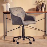 Orsina Ergonomic Tufted Grey & Black Home Office Chair, Comfortable Work From Home Chair, Movable Work Chair