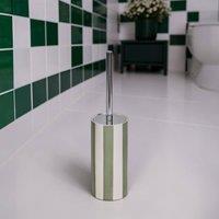 Showerdrape Pier Green & White Striped Toilet Brush & Holder