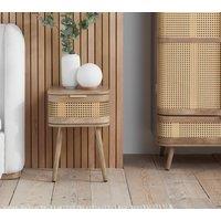 Birlea Rattan Bedside Cabinet 1 Drawer Sark Nightstand Side Table in Beige