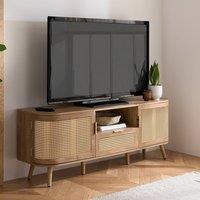 Birlea Rattan TV Entertainment Unit Curved Cabinet Sark in Beige