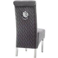 HOME LUXE INTERIOR Pair Of Marlow Dining Chair Lion Knocker Dark Grey | Size: 1 Seater