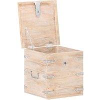Berkfield Home Chest 40x40x40 cm Solid Acacia Wood in Light Brown | Size: 40 x 40 x 40 cm