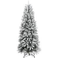 Berkfield Home Realistic Artificial Christmas Tree 150 LEDs & Flocked Snow 120 cm in Green