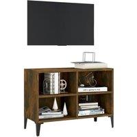 Berkfield Home TV Cabinet with Metal Legs Smoked Oak 69.5x30x50 cm in Brown