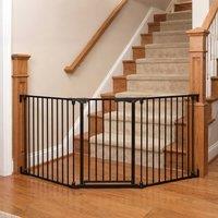 CASART 3-Panel Metal Baby Gate Stair Gate w/2-Way Door Swing&Dual-Lock System in Black