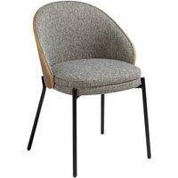 Angel Cerda Grey Fabric Dining Chair with Walnut Veneer & Black
