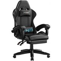 Gartistgo Gaming Chair with Massage, Footrest & Adjustable Recline in Black