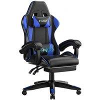 Gartistgo Gaming Chair with Massage, Footrest & Adjustable Recline in Blue