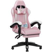 Gartistgo Gaming Chair with Massage, Footrest & Adjustable Recline in Pink