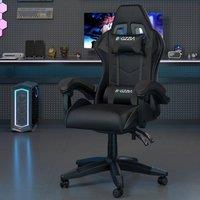 Gartistgo Ergonomic Gaming Chair with Adjustable Height, Reclining in Black