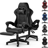 Gartistgo Ergonomic Gaming Chair with Lumbar Cushion & Footrest in Black