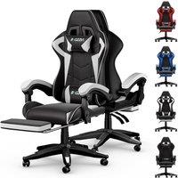 Gartistgo Ergonomic Gaming Chair with Lumbar Cushion & Footrest in Jet Black