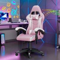 Gartistgo Bluetooth Gaming Chair with Lumbar Support, Adjustable Office Chair in Pink