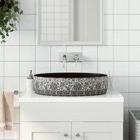 Berkfield Home Countertop Basin Black & Blue Oval 56.5x36.5x13.5 cm Ceramic
