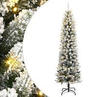 Berkfield Home Artificial Christmas Tree 150 LEDs & Flocked Snow 150 cm in Green