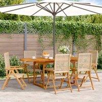 Berkfield Home 7 Piece Garden Dining Set Beige Poly Rattan & Solid Wood
