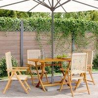 Berkfield Home Reclining Garden Chairs 4 pcs Beige Poly Rattan & Solid Wood