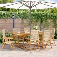 Berkfield Home 7 Piece Garden Dining Set Beige Poly Rattan & Solid Wood
