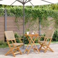 Berkfield Home 3 Piece Bistro Set Beige Poly Rattan & Solid Wood