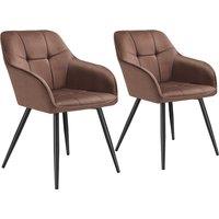 tectake Dining Chair Marilyn Set Of 2 - Brown/Black in Brown | Size: 2 Pack