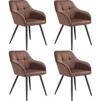 tectake Dining Chair Marilyn Set Of 4 - Brown/Black in Brown | Size: 4 Pack