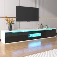 HomeTouch High Gloss Floating Black TV Stand Unit with LED Lights | Size: 1 Pack