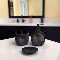 Showerdrape Ripple Textured 3 Piece Bathroom Accessory Set in Black