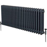 Monstershop Traditional 3 Column Radiator - 600 x 1192mm - Anthracite Grey