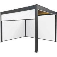 Monstershop Anthracite Aluminium Pergola With White Blinds & LED Lights - 3m x 3m in Grey