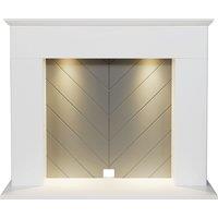 Adam Fires & Fireplaces Adam Corinth Stove Fireplace in Pure White & Grey with Downlights, 48 Inch
