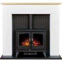 Adam Fires & Fireplaces Adam Innsbruck Stove Fireplace in Pure White with Woodhouse Electric Stove in Black, 45 Inch in Black