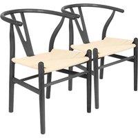 Nicholas Winter 2x Beech Wood Scandi Danish Style Dining Chairs - Solid Wood Chairs in Black