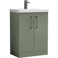 Balterley Contemporary Floor Standing 2-Door Vanity Basin, Satin Green, 600mm in Green