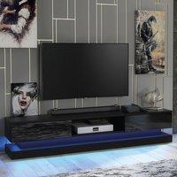 Mex Furniture LTD TV Unit with LED Lighting & Gloss Doors / 180cm in Black