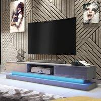 Mex Furniture LTD TV Unit with LED Lighting & Gloss Doors / 180cm in Dark Grey